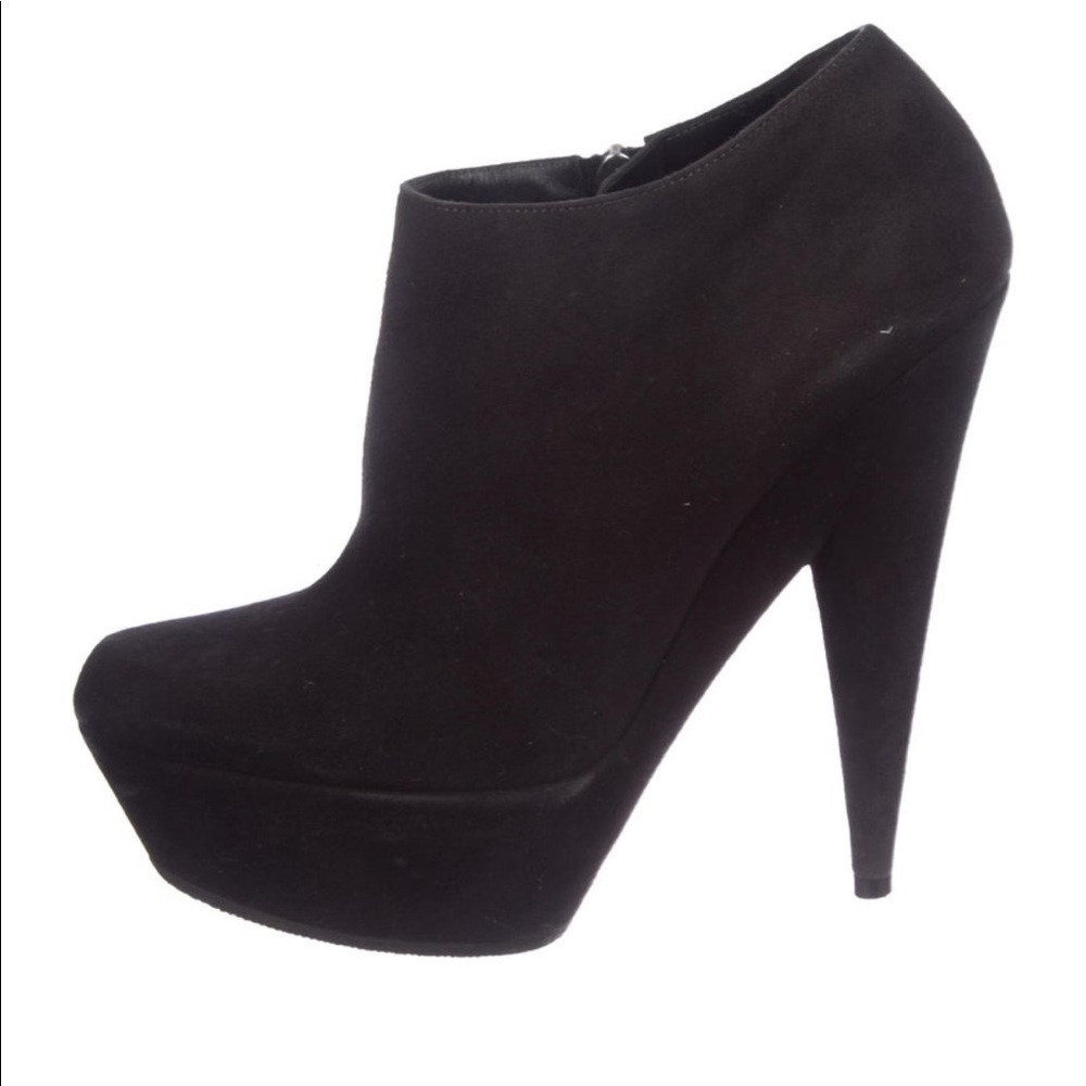 ❤️ Yves Saint Laurent Black Suede Platform Booties ❤️ F4 - Picture 2 of 15